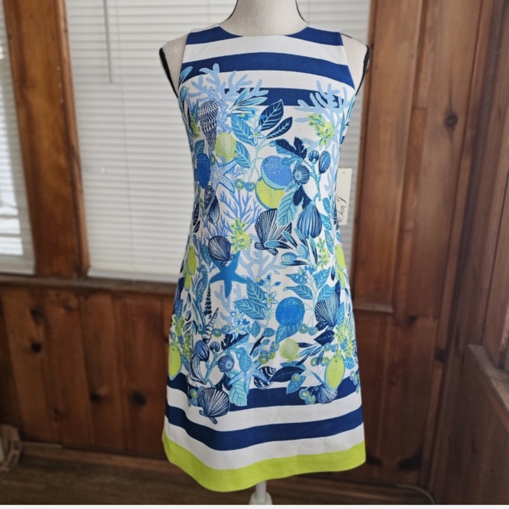 New Eliza J Lemons Seashell Sheath Sleeveless Dress